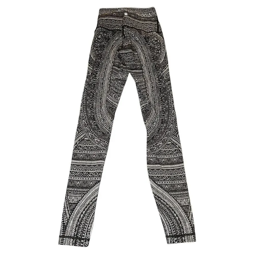 Lululemon Entwined Wunder Under Pant‎ Hi-rise 50 Ice Grey Black 20” Women Size 4